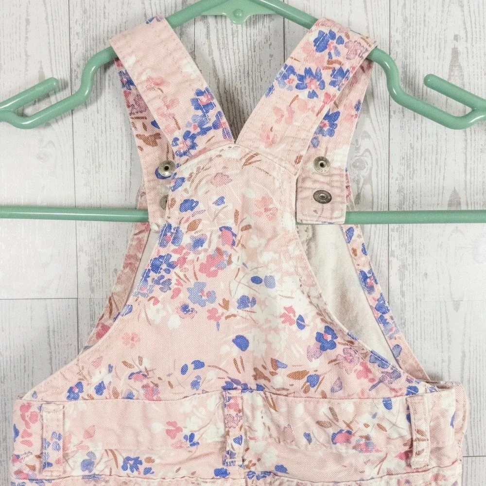 The Children's Place Floral Overall Shorts Girls 18-24M Pink Cotton Cute
